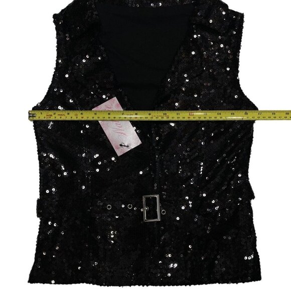 NATALIE DANCE WEAR Sequined Vest w/Lapels & Belt Women's S/Med Black Theater NWT - Picture 16 of 16